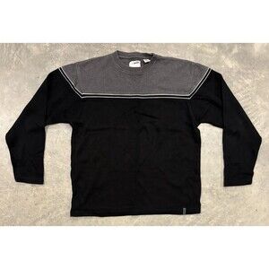 Vintage Point Zero Knit Sweater Mens Large Black Gray 90s Y2k Skater Surf Grunge